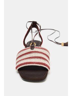 ZARA TIED STRIPED FABRIC SANDALS
